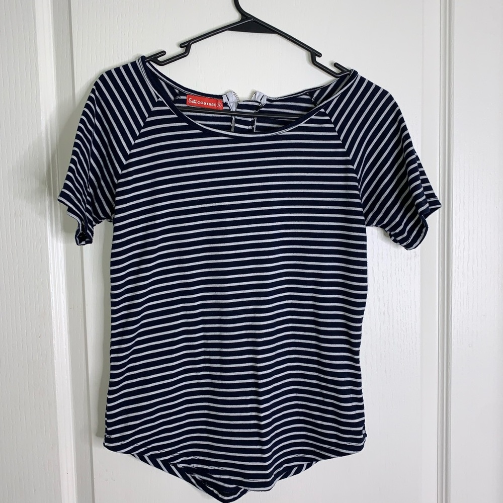 Navy Blue + White Striped Tee